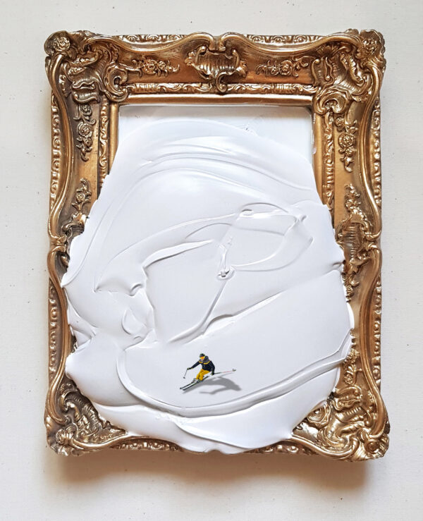 A framed white